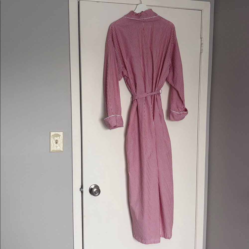 VINTAGE Valentino Intimo Intimates Pink and White Striped Robe 100% cotton - Picture 9 of 9